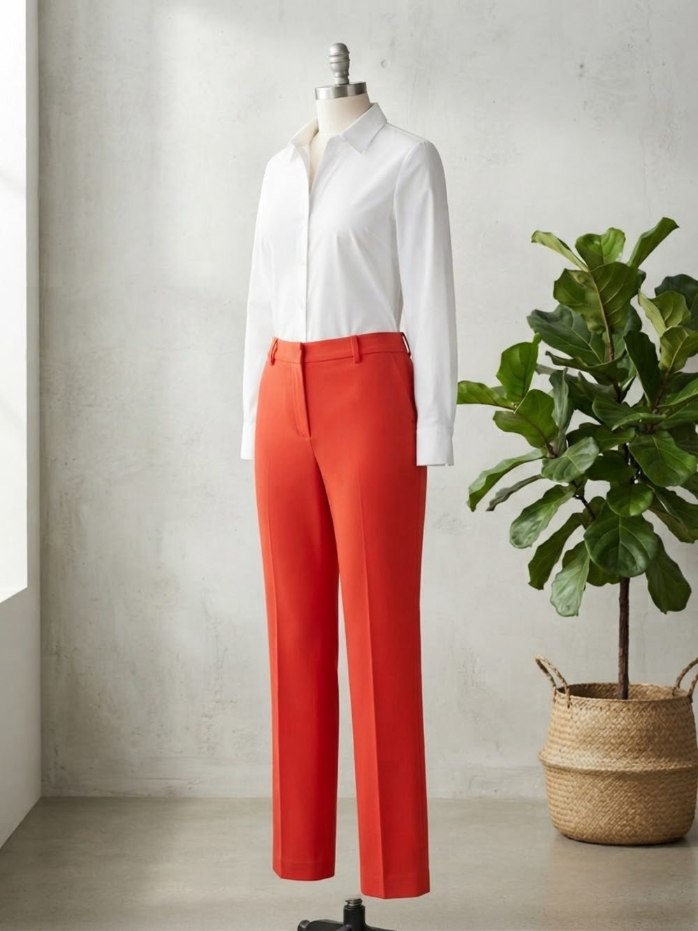 Ann Taylor Orange Straight-Leg Dress Trousers